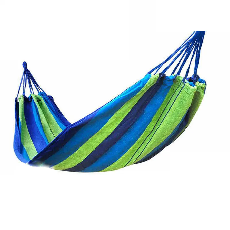 Single Outdoor Camping Hammock Portable Canvas Colorblock Swing Hammock Ultra Light Travel Sleep Hammock