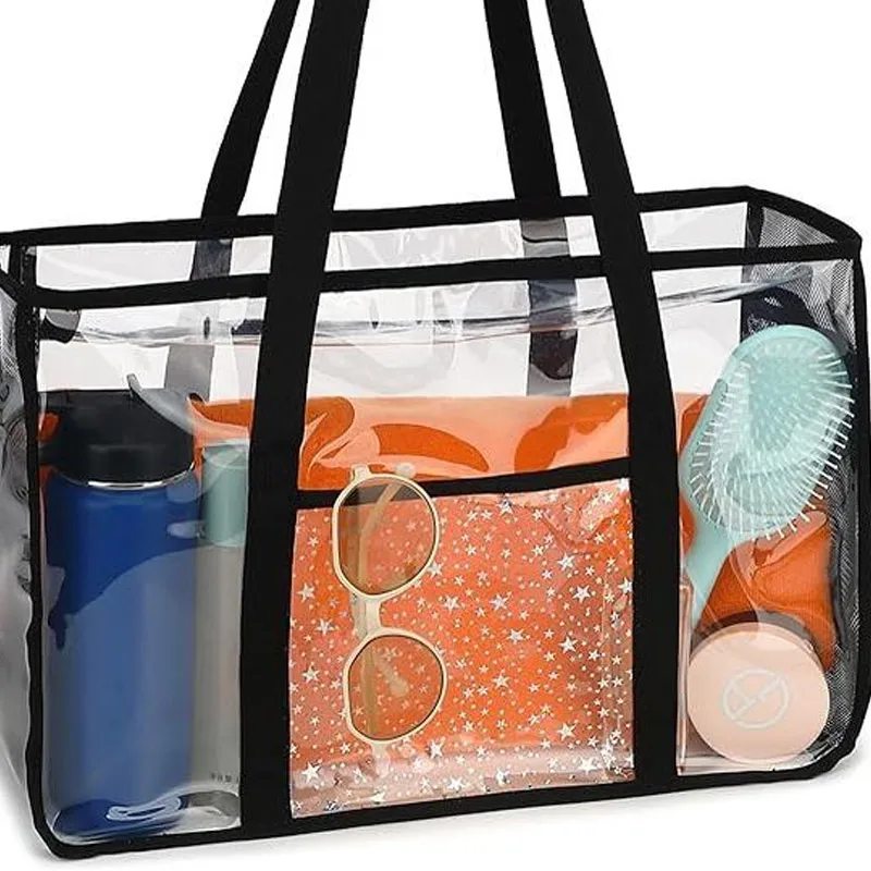 Sac à provisions en MSI de PVC transparent pour hommes et femmes, sac multifonctionnel, ultra grande capacité, fermeture éclair, lavage initié, étanche