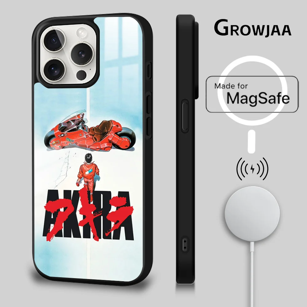 A-Akira Anime Phone Case For iPhone 16 15 14 13 12 11 Pro Max Plus Mini Magsafe Mirror Wireless Magnetic Cover