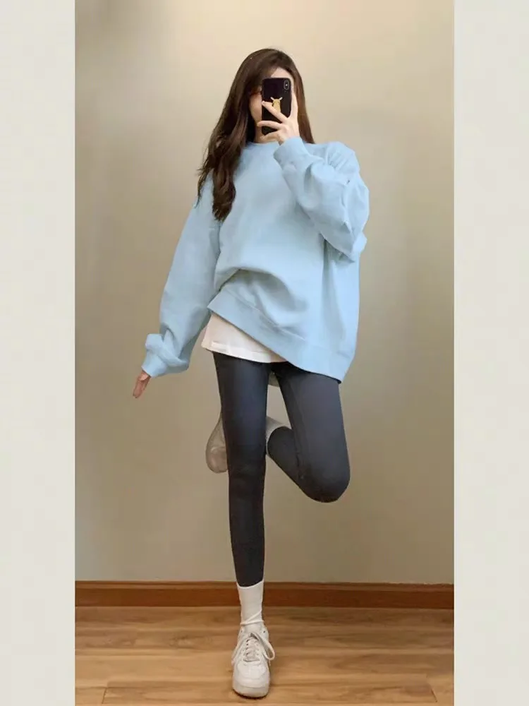 

Толстовки женская, летняя одежда, цветная, легкая, весенне-осенняя, на флисовой подкладке, универсальные, укороченные, облегающие, гладкий силуэт