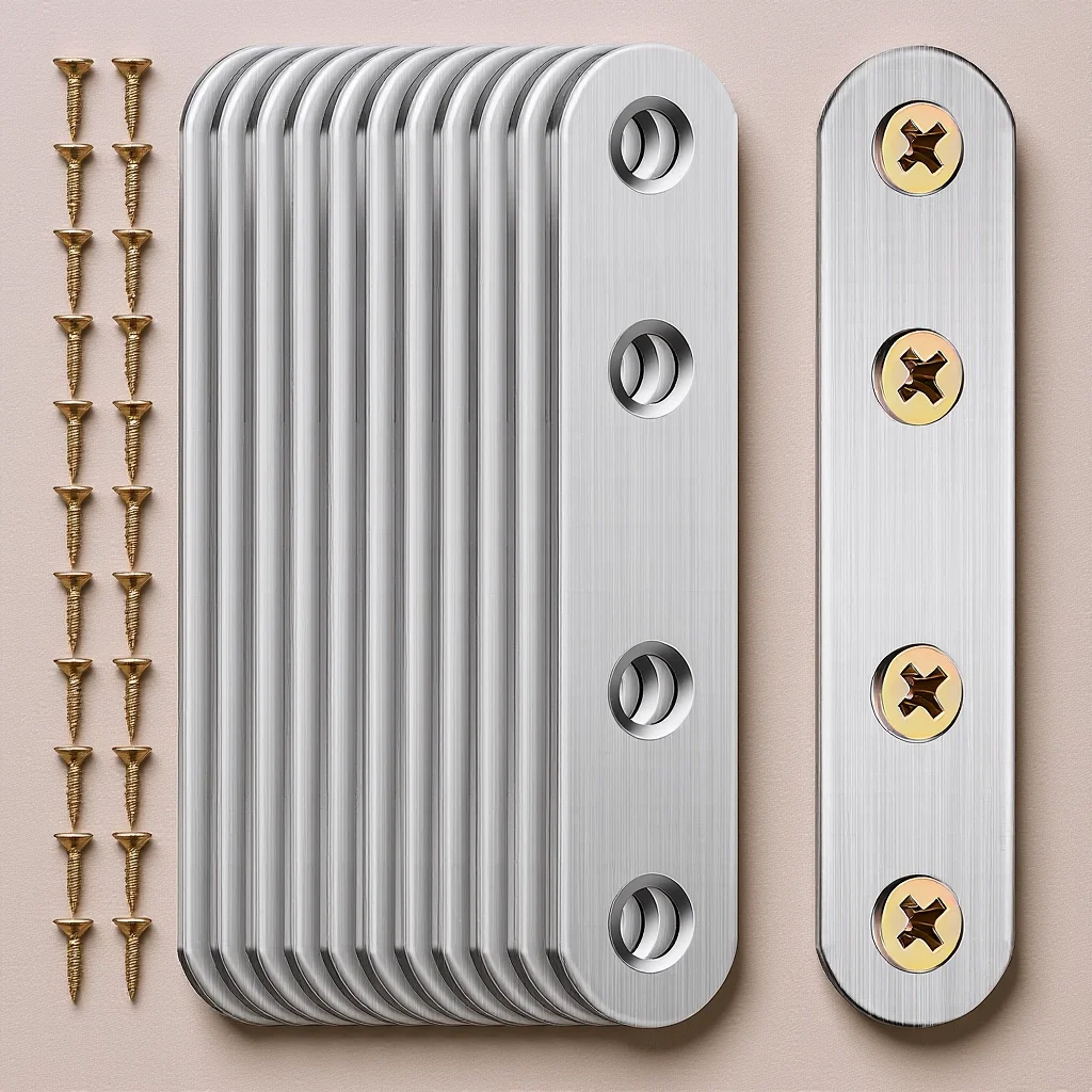 

14Pcs Metal Brackets for Wood Stainless Steel Flat Connectors Heavy Duty Mending Plates for Furniture Assembly Fixings