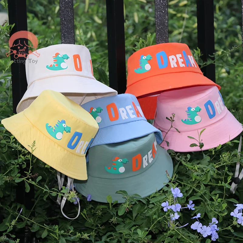 

New Cute Dinosaur Spring Autumn Thin Fisherman Hat Baby Sunshade Cap Cartoon UV Protection Hat Breathable Cap For Children