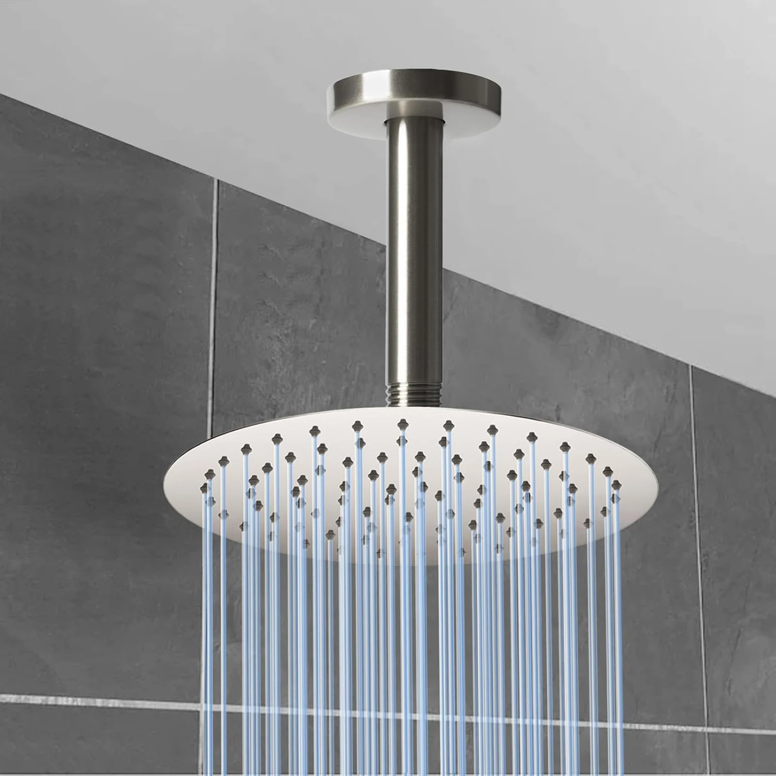 

8" Stainless Steel Straight Ceiling Shower Arm for Rain Shower Head Male NPT 1/2 To NPT 1/2" Connector Extension Arm Durable