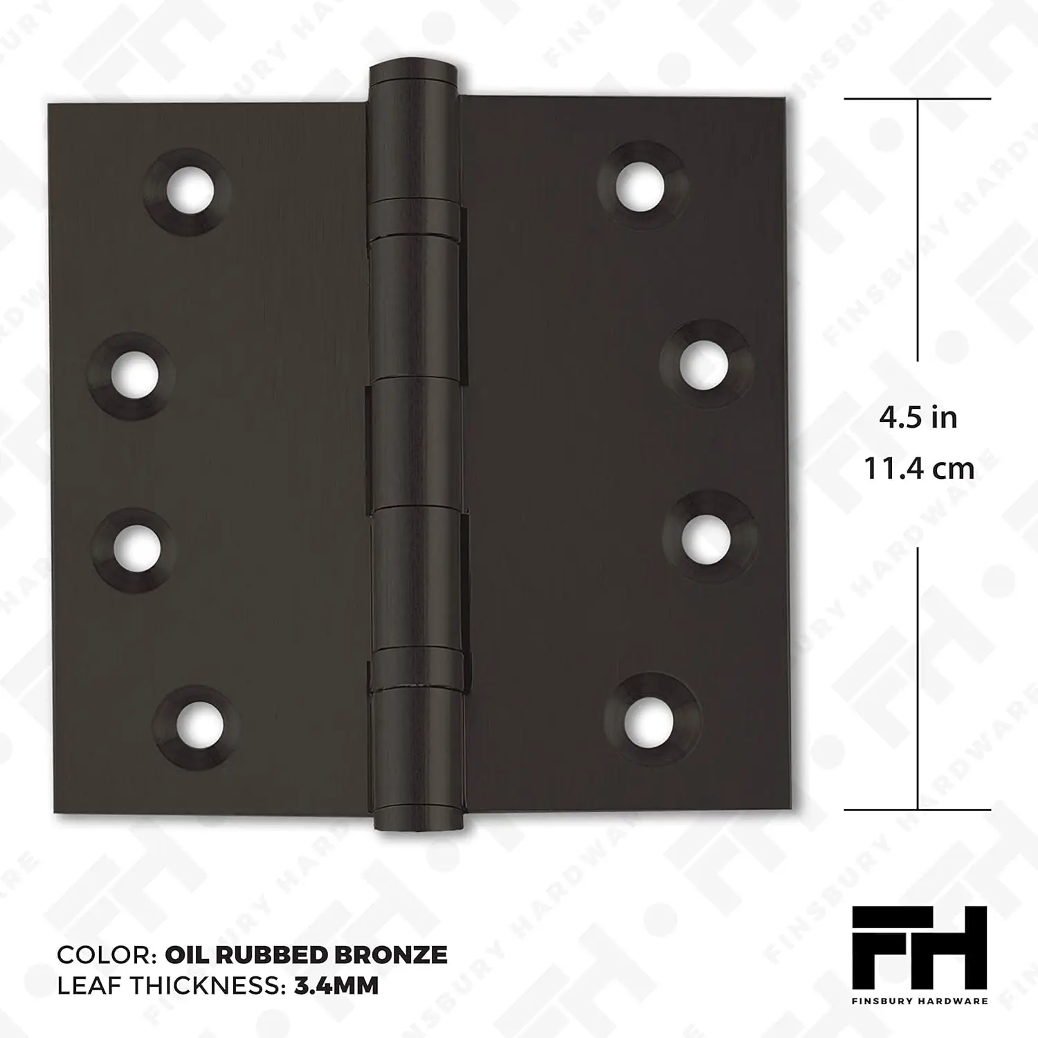 vy Duty Door Hinge Bronze Ball Bearing 4.5 X 4.5 Inch Solid Brass Heavy Duty - Set Of 12 Hinges (Oil-Rubbed Bronze)