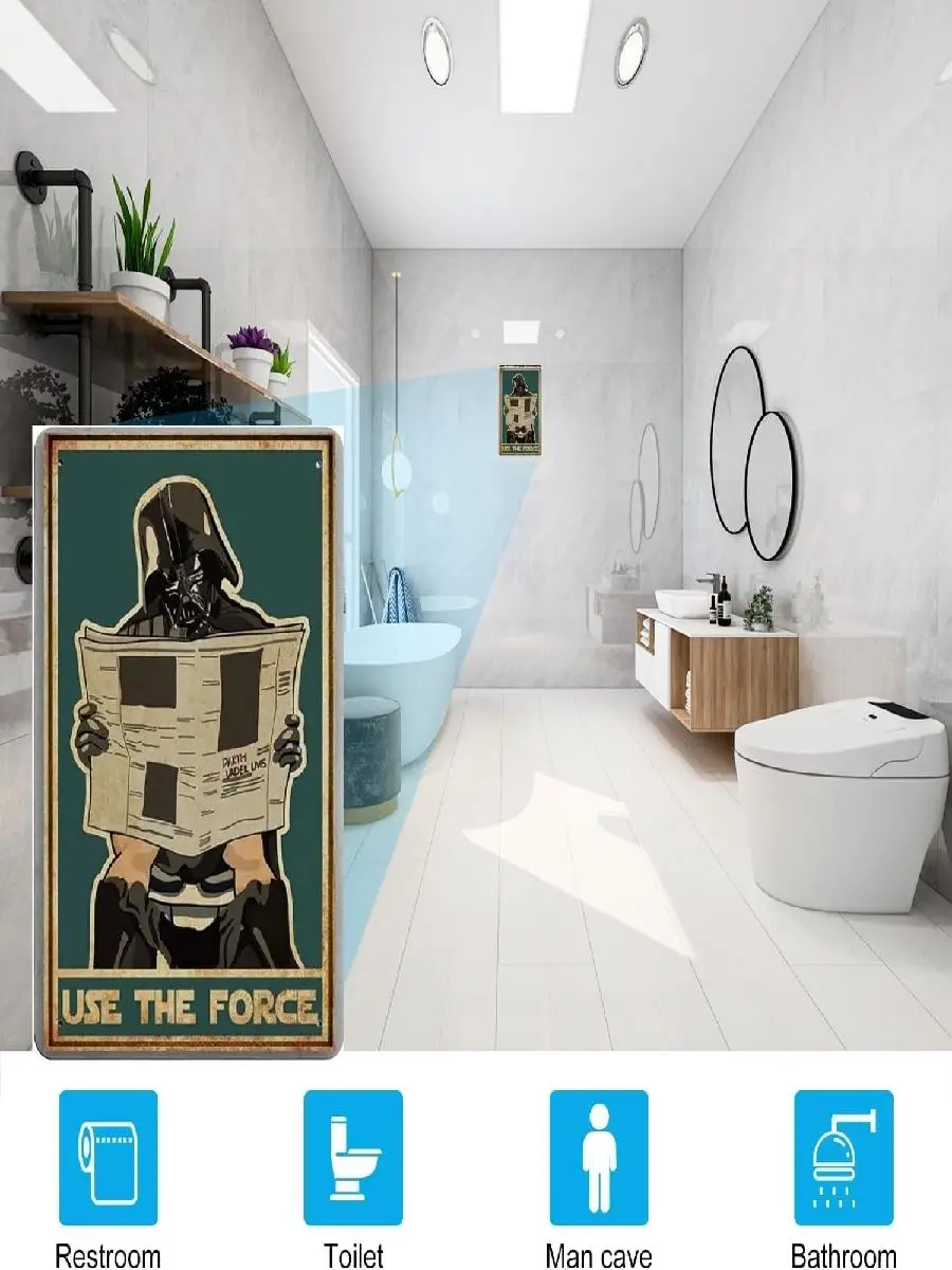 علامة قصدير معدنية عتيقة من Carastora ، فن حائط حفلات ساخر مضحك ، ديكور حمام عتيق ، استخدم إشارة مرحاض القوة للمنزل والاسترومو #2