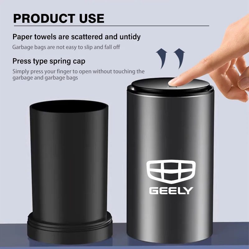 Car Trash Can Ashtray Dust Case Garbage Holder Click Open Cover For Geely Manjaro Coolray gx3 Geometry C Emgrand Atlas Tugella view 4