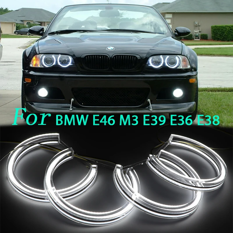 E46 Angel Eyes LED DRL For BMW 3 5 7 Series E46 M3 E39 E36 E38 halogen Xenon Headlight DTM Acrylic Running Lights  Rings