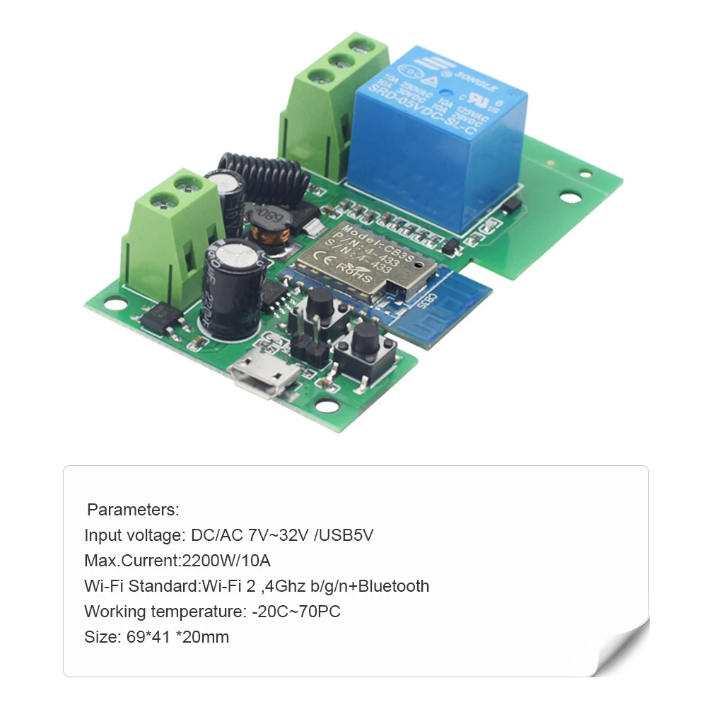 Imagem -06 - Tuya Garagem Inteligente Portão Motor Interruptor Porta Elétrica de Acesso Wi-fi Módulo de Relé de Pulso Rf433 Remoto Usb 5v dc 12v 24v 32v 10 Pcs