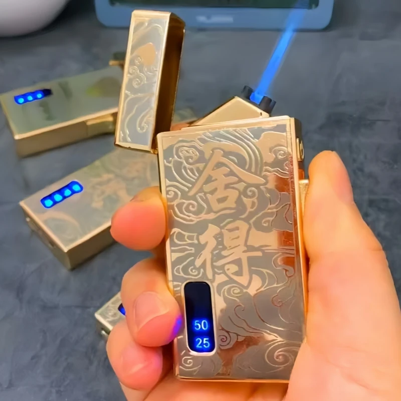 

Gas Electric Dual-use Lighter Curved Inflatable Outdoor Windproof Lighter USB Rechargeable Cigarette Lighter Men's Small Gift