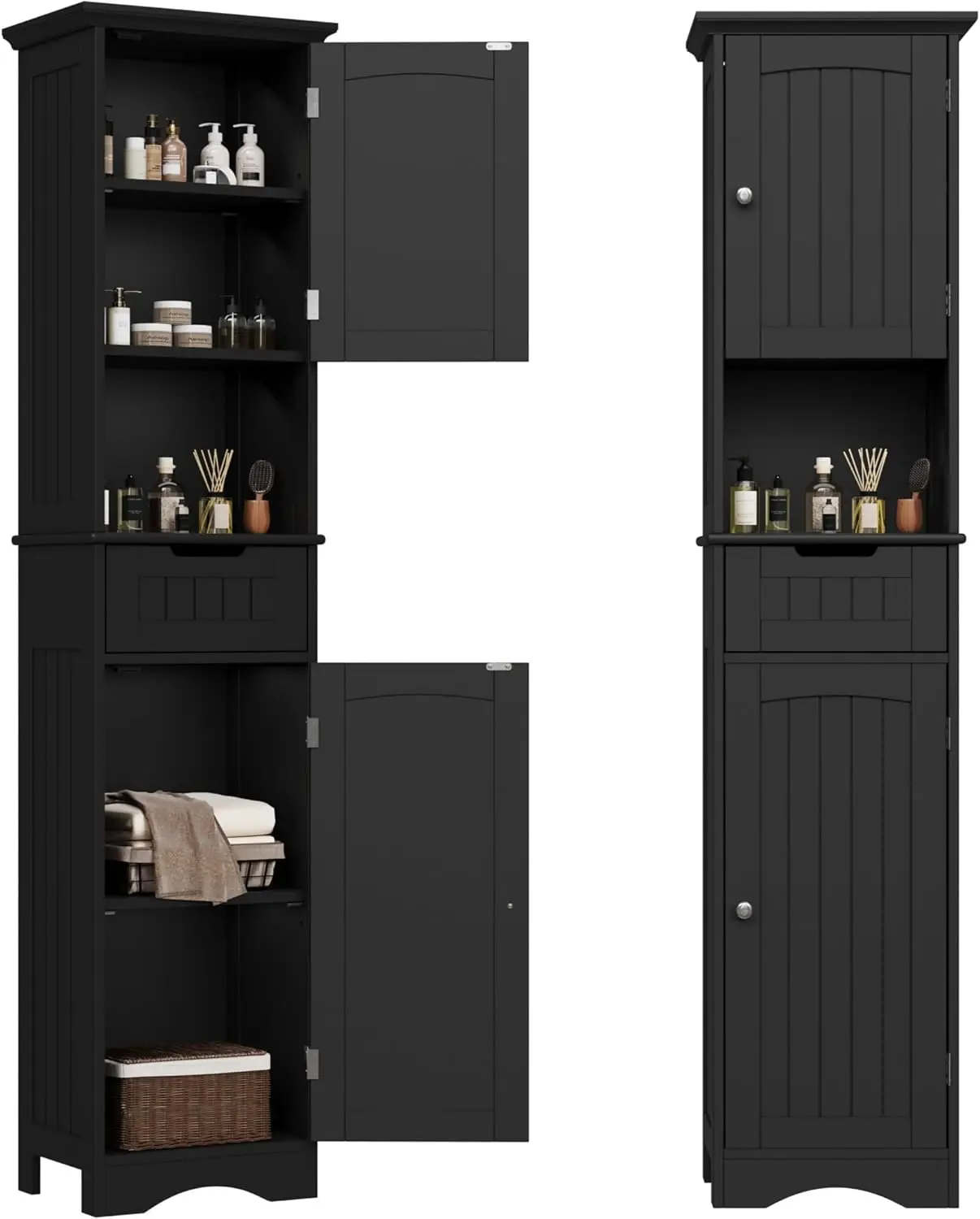 

67" Tall Bathroom Storage Cabinet, Narrow Floor Cabinet with 2 Doors and 1 Drawer, Freestanding Cupboard with Adjustable Shelves