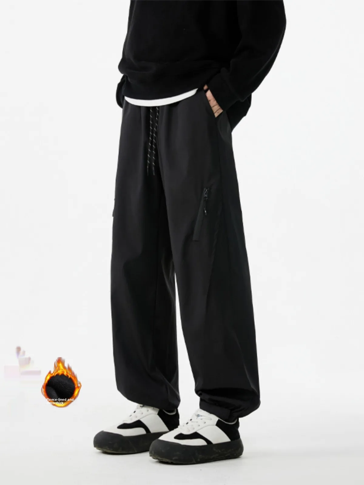 

Men's Fce Lined Outdoor Winter Pants Windproof Waterproof Workwear Trousers American Functional Sle Bla Casual Pants