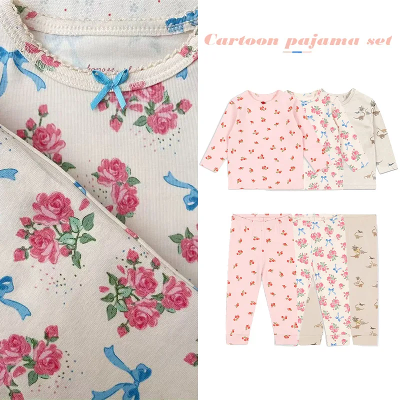 Children's Home Wear 25 Autumn/Winter Season ks Kids' Wear Girls' Nordic Style Floral Print Set
