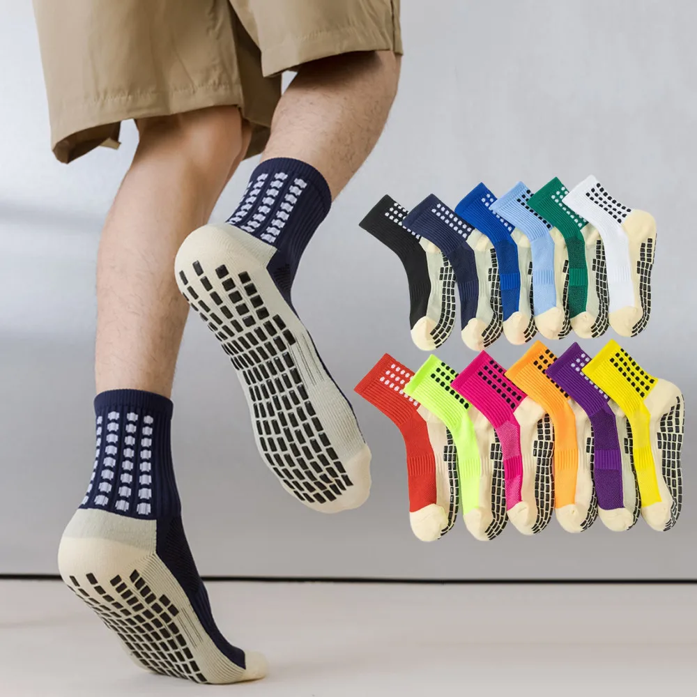 

Мужские футбольные носки, силиконовые противоскользящие спортивные носки на открытом воздухе, толстые нейлоновые дышащие профессиональные беговые баскетбольные футбольные носки