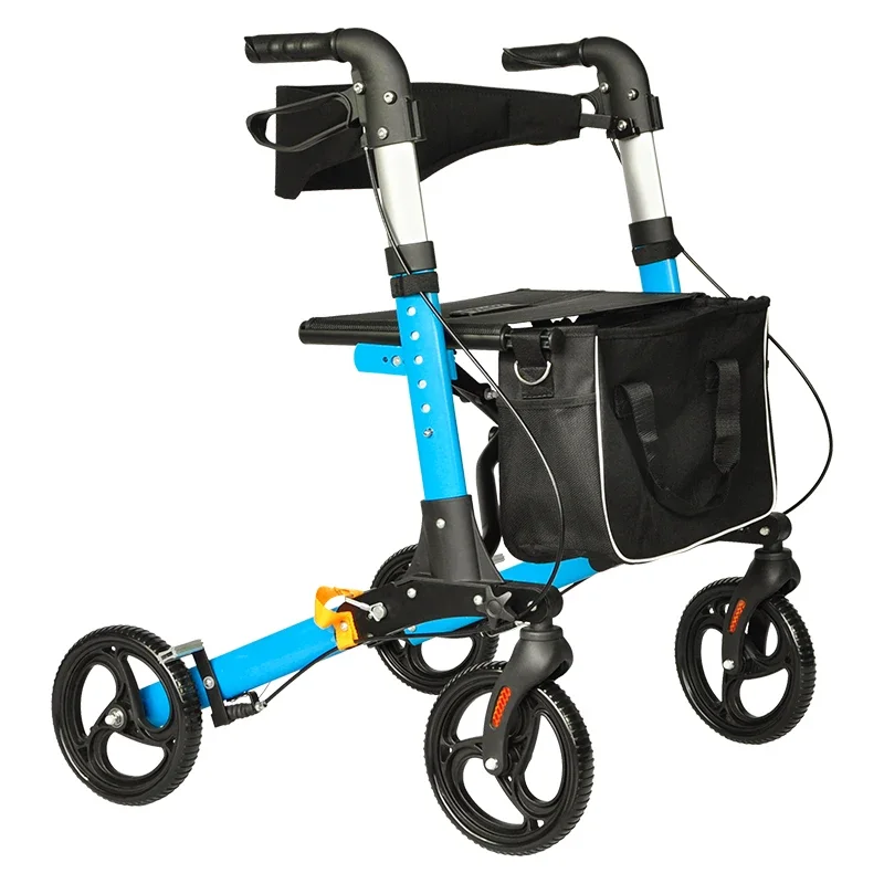 

Walker Aid Lightweight Folding Aluminum Mobility Rollator Adjustable Seat and Arms for disable Shopping trolley