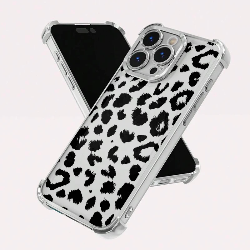 Leopard Print Electroplated Airbag Transparent Phone Case For Samsung Galaxy S25 Ultra S24 S23 S22 S21 Plus FE Anti-Drop Cover - náhled 6