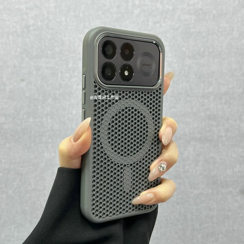 For POCO F9 Ultra Case Honeycomb Heat Dissipation For MagSafe Magnetic PC Skin Feel Phone Cover Metal Lens Frame Button Shell