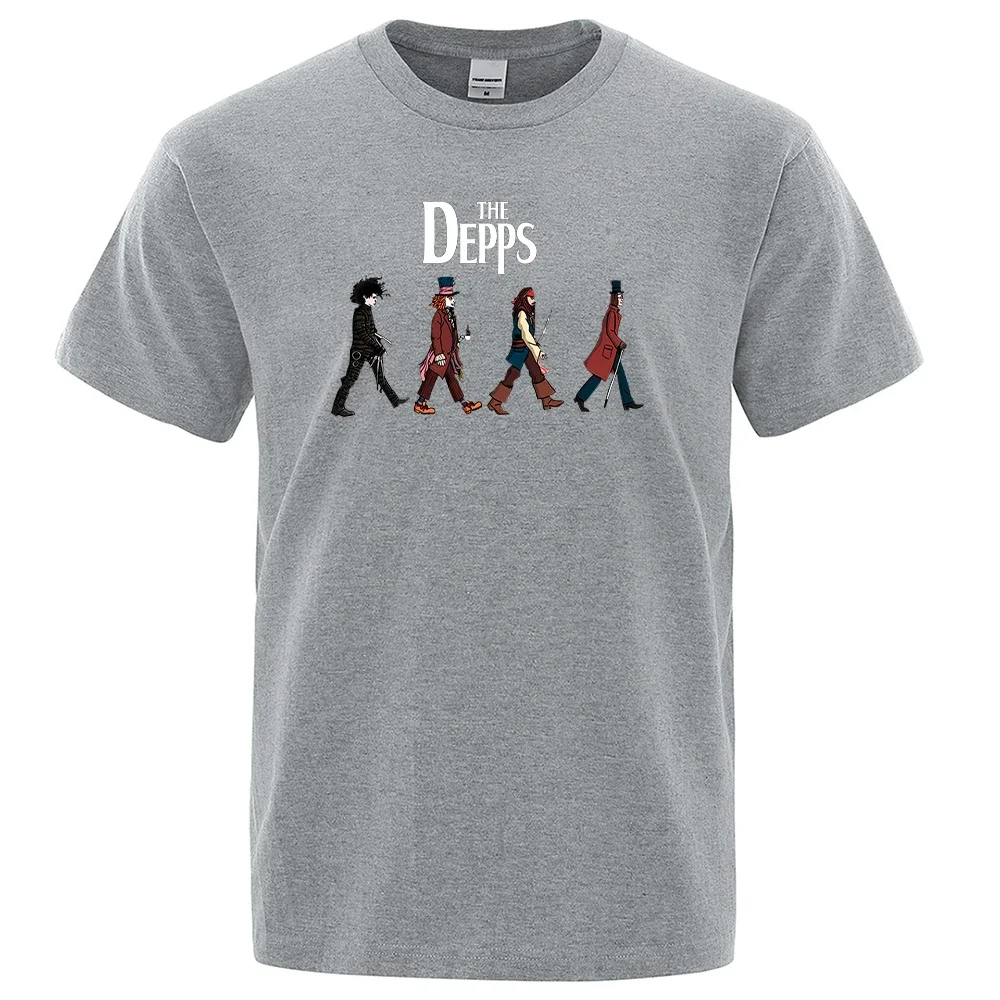 Funny The Depps Street Printing T-Shirt For Men Summer Cotton Short Sleeves Loose Oversized Tshirt Fashion Casual Tee Clothing