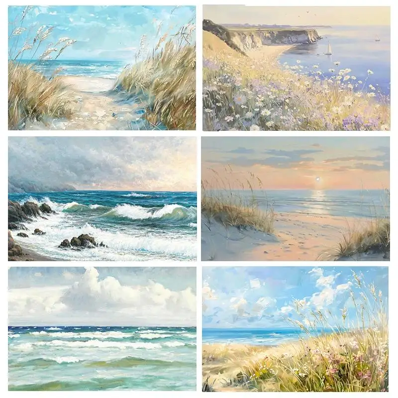 Moderner Klassiker Sonnenlicht Strand Naturlandschaft Leinwanddruck Meereslandschaft Poster Kunst Wandbild für Wohnzimmer Galerie Deko