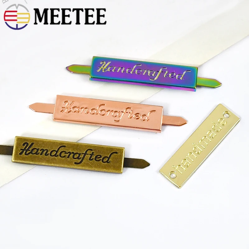 10/20pcs Meetee Metal Bag Labels Tag Handmade Handcrafted Decorative Buckle Clasp Purse Luggage DIY Sewing Hardware Accessories