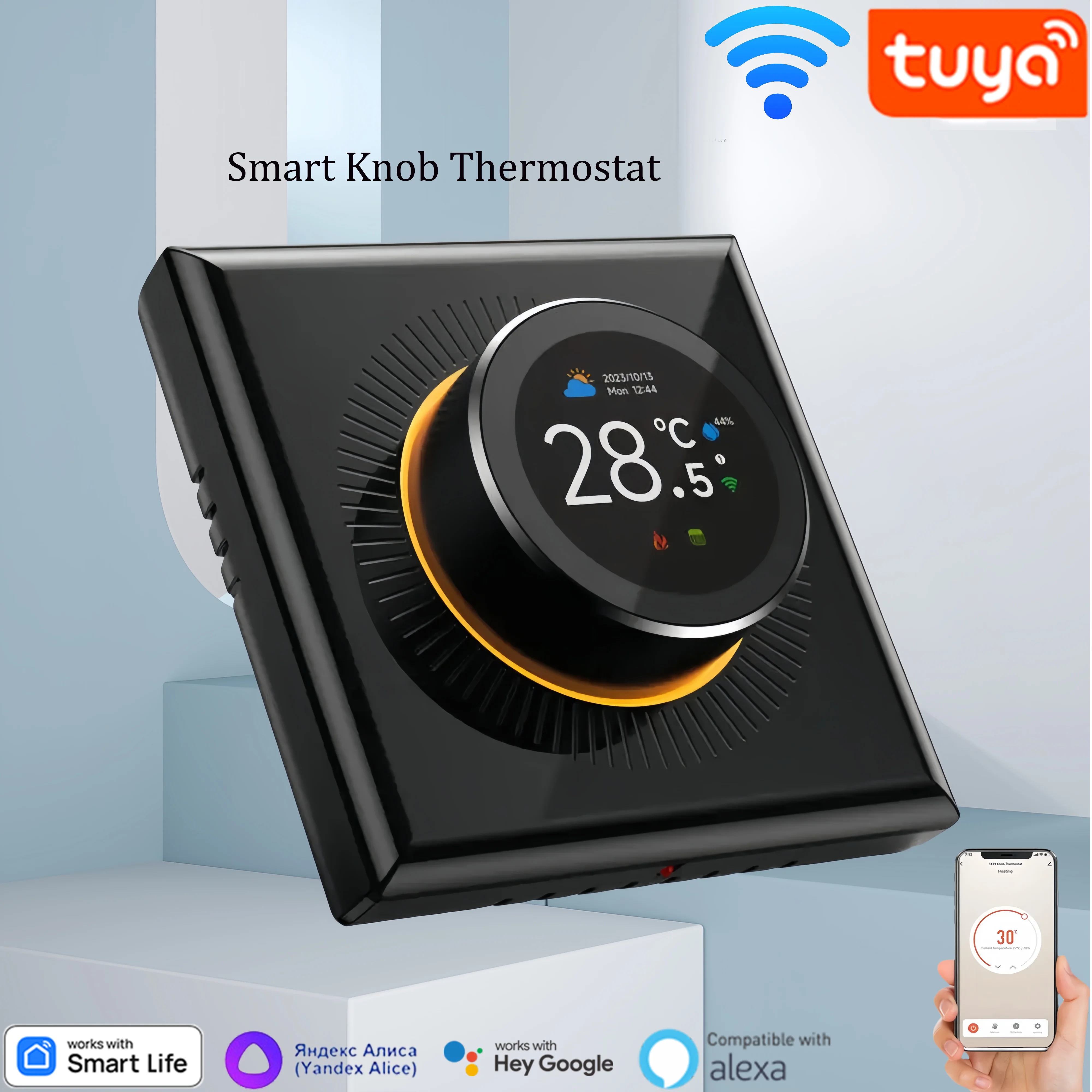 TUYA WiFi Smart Knob Thermostat Floor Heating Water Gas Boiler Home Room Programmable Temperature Controller Alexa Google Home