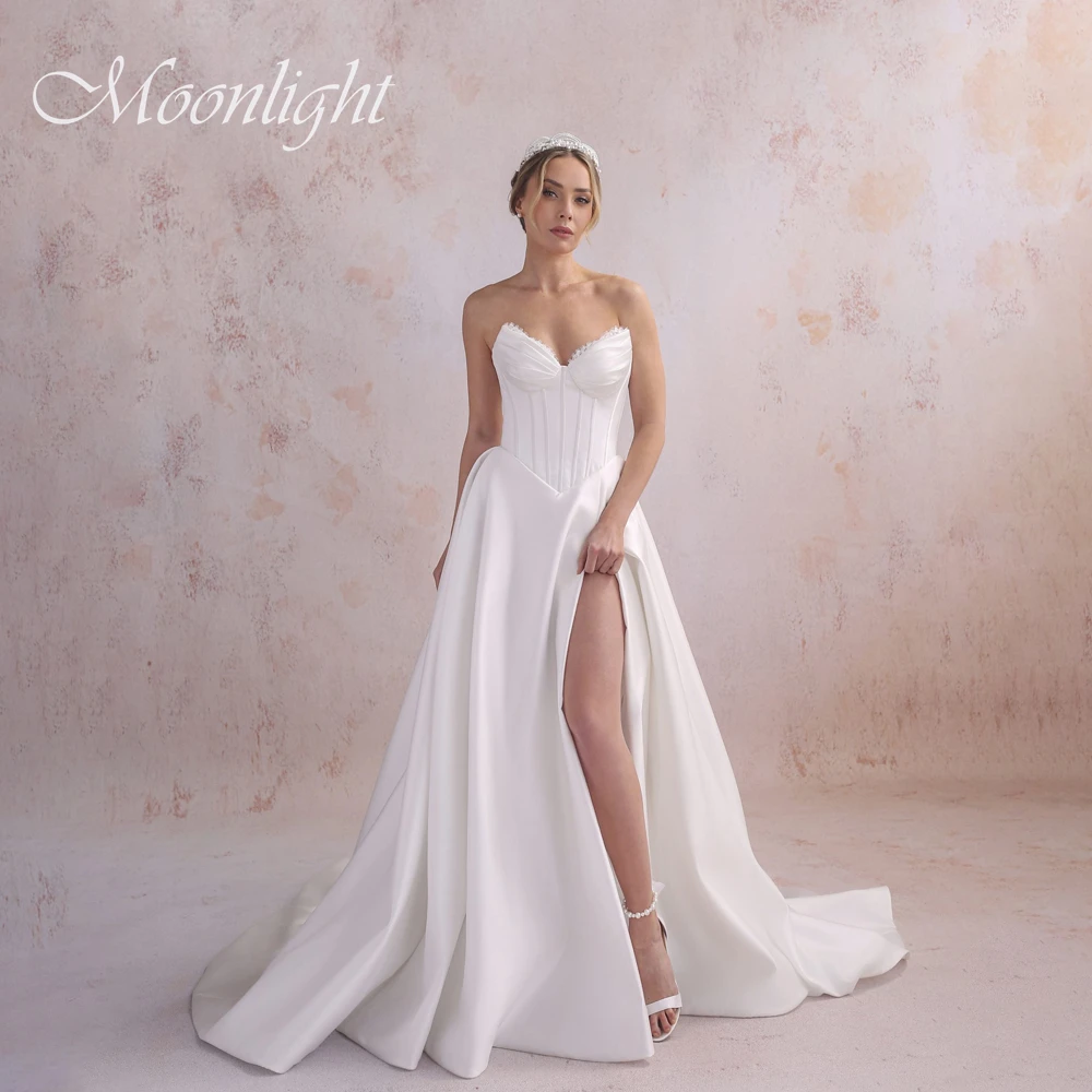 Simple Pleat V-Neck A-Line Wedding Dress 2026 Women Backless Sweep Train Sleeveless Bridal Gown Vestidos De Novia Customized