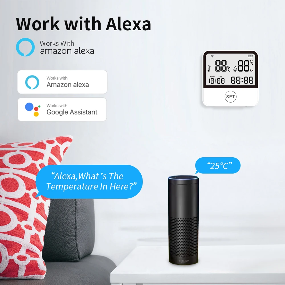 Imagem -03 - Tuya-sensor de Temperatura Inteligente com Lcd Digital Termômetro Higrômetro Medidor Quarto do Bebê Interior Conveniente Medidor de Umidade Wifi