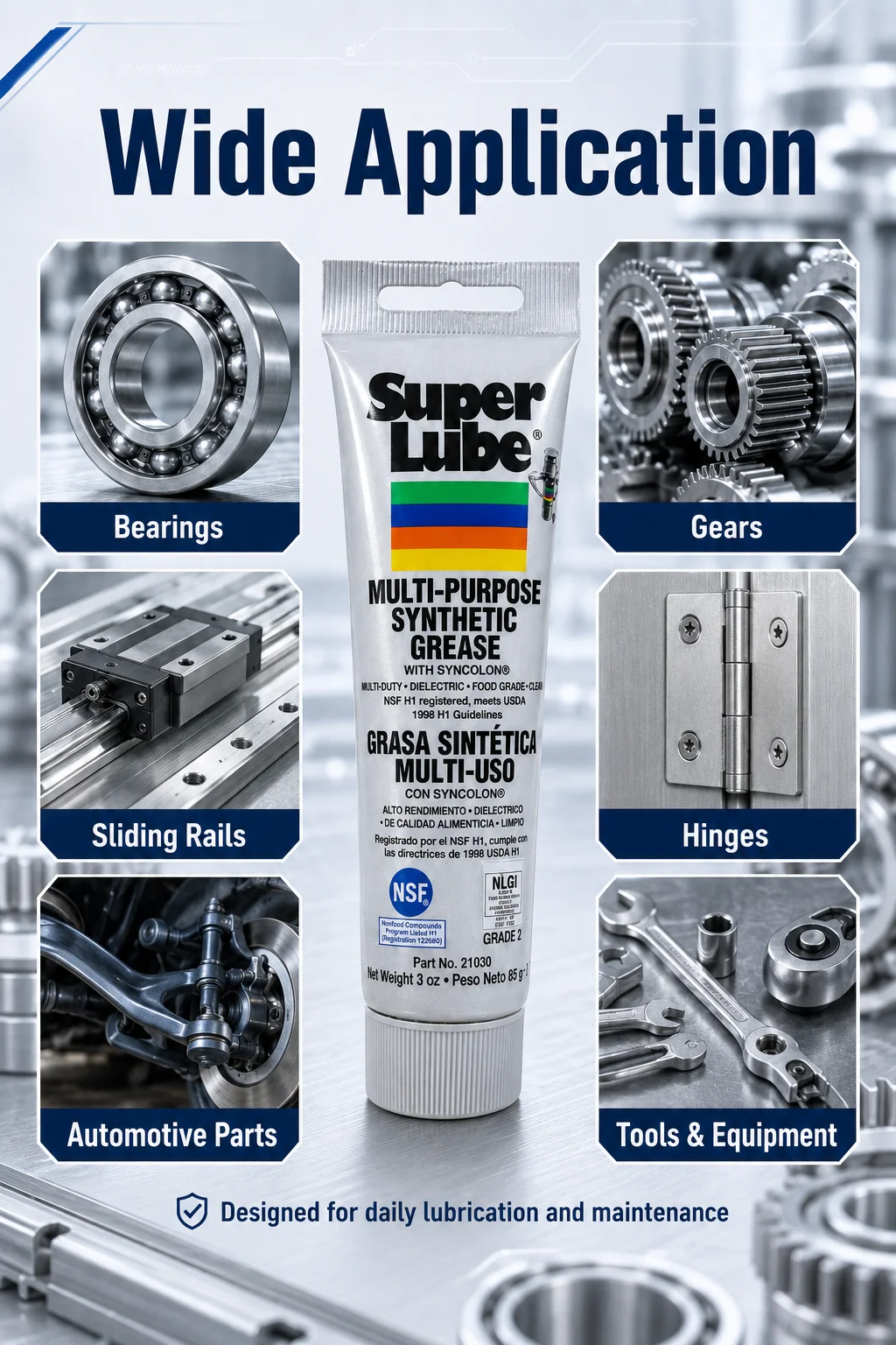 Super Lube 21030 Schmierfett 20g 50g 85g Synthetisches Schmiermittel Wasserdicht Hochtemperatur Getriebe- und Lageröl Glatt Langanhaltend – Detail 3