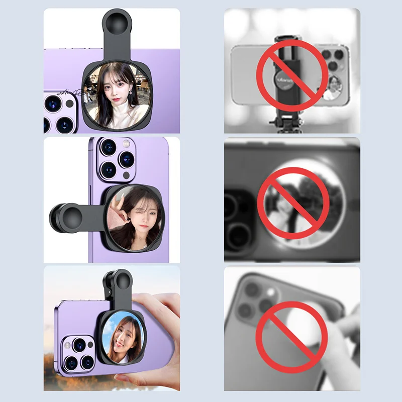 휴대용 스마트폰 카메라 거울 반사 클립 키트 (보관 가방 포함) - 휴대폰 후면 셀카 미러