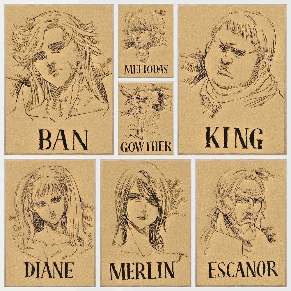 Póster de Anime The Seven D-Deadly Sins, pegatina impresa, arte de pared impermeable para decoración del hogar, sala de estar, dormitorio, 1 ud.