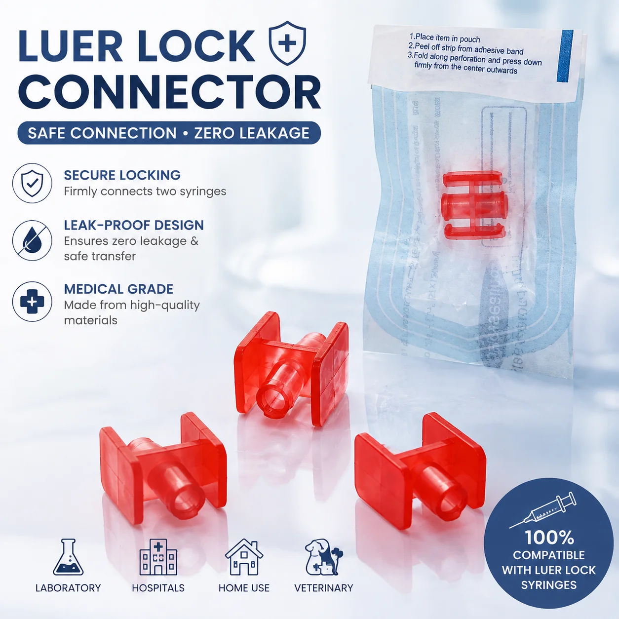 Precision Luer Lock Connector Syringe Female High Strength Coupling Adapter Disposable Injection Accessory Secure Connection