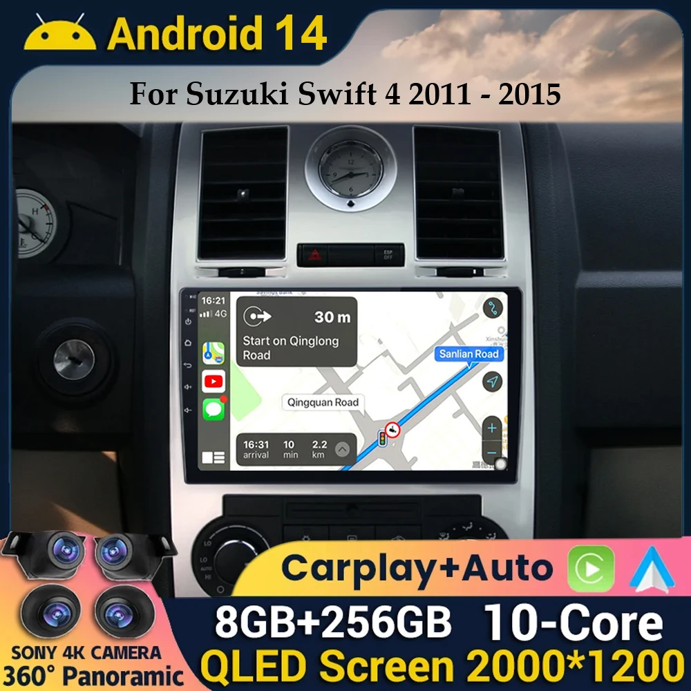 

Android 14 Auto CarPlay Stereo For Chrysler 300C Aspen 2004 2005 2006 2007 2008 Car Radio Multimedia Players GPS 360 Camera QLED