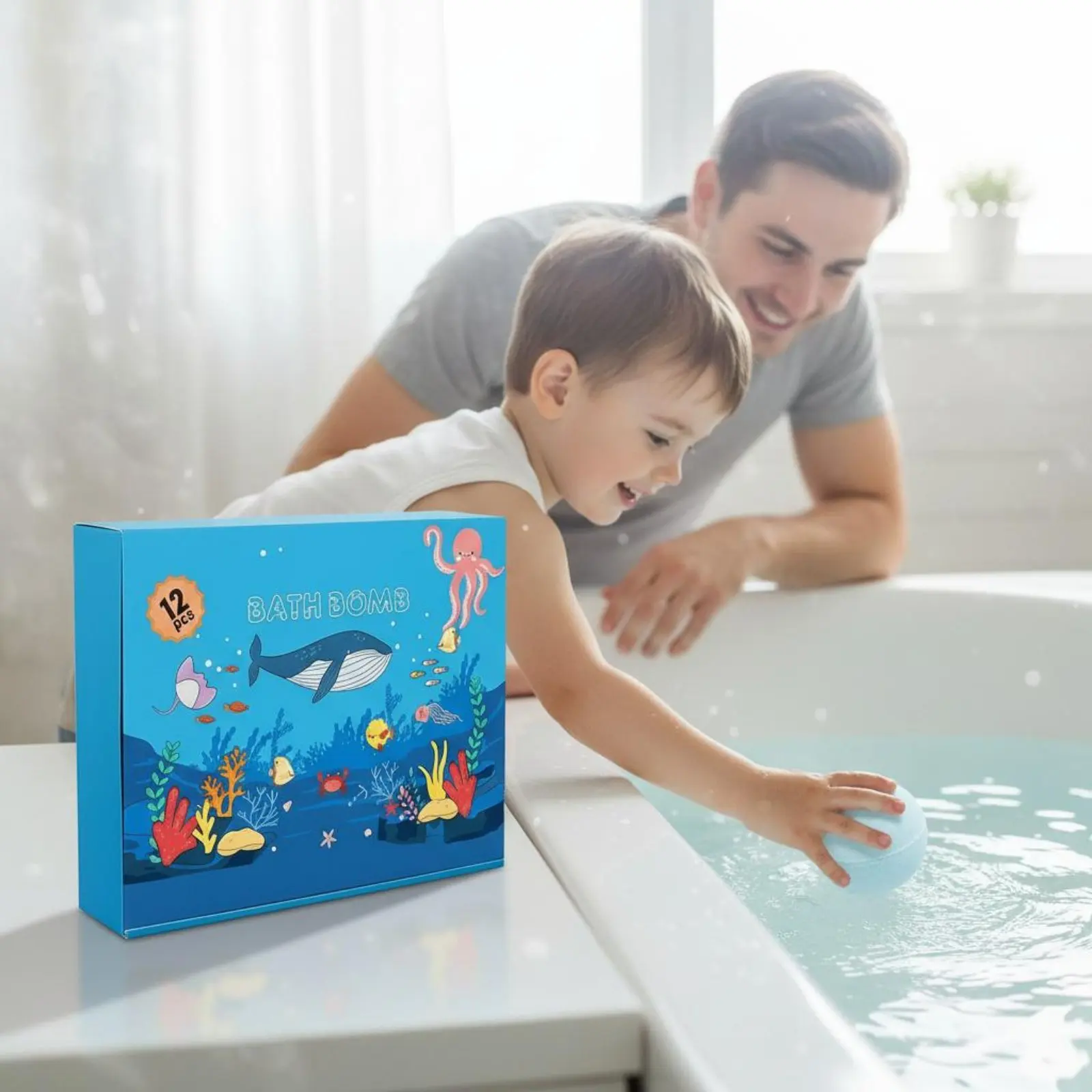 12 Pieces Bath Soak Ball Ocean Theme Sea Creature Bath Fizz Ball Gift Set Fizzy for Children, Bathroom - view 6