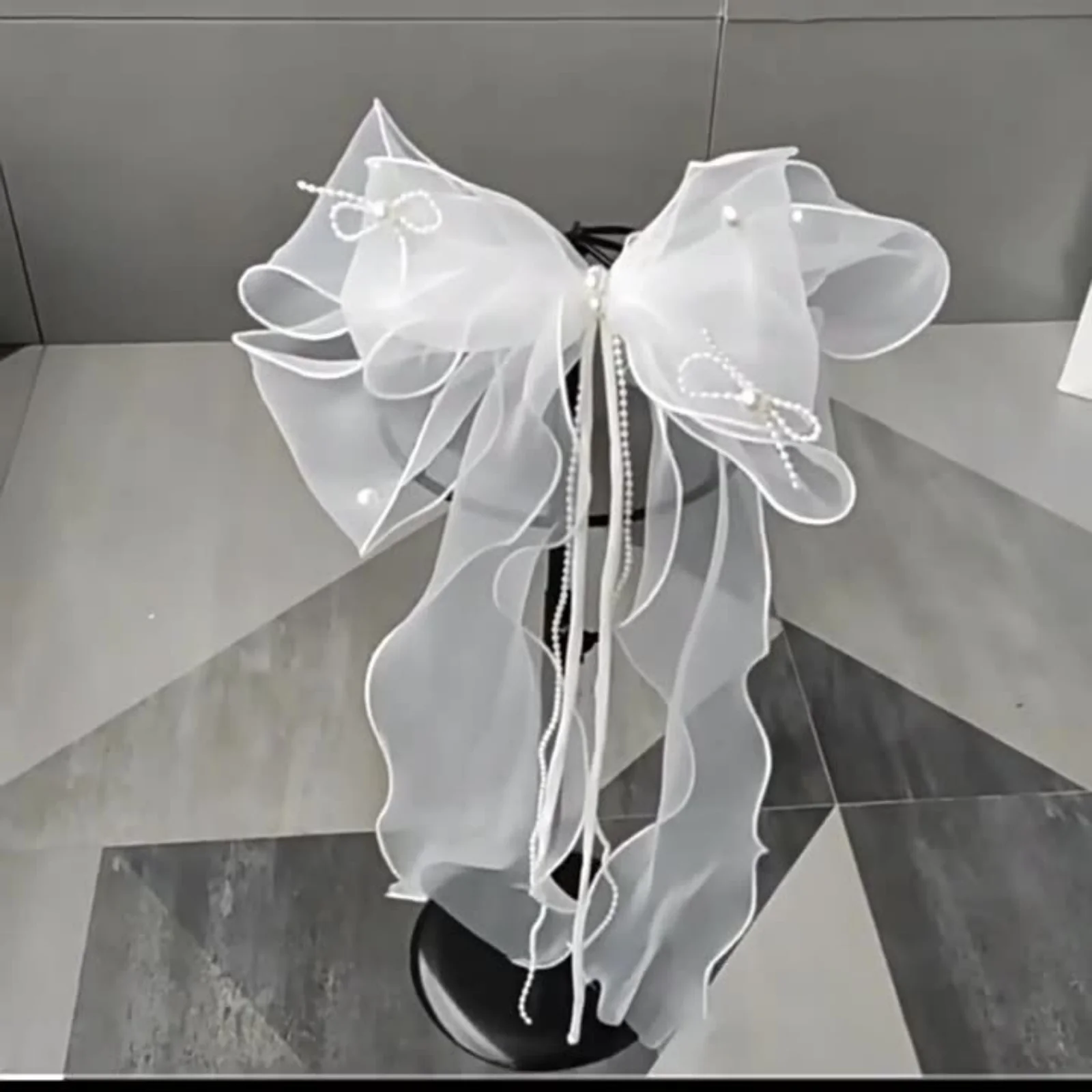 2026 New Sweet Ribbon Bow Bridal Veil, Handmade Pearl Wedding Hair Accessory Elegant Headwear For Women Bride