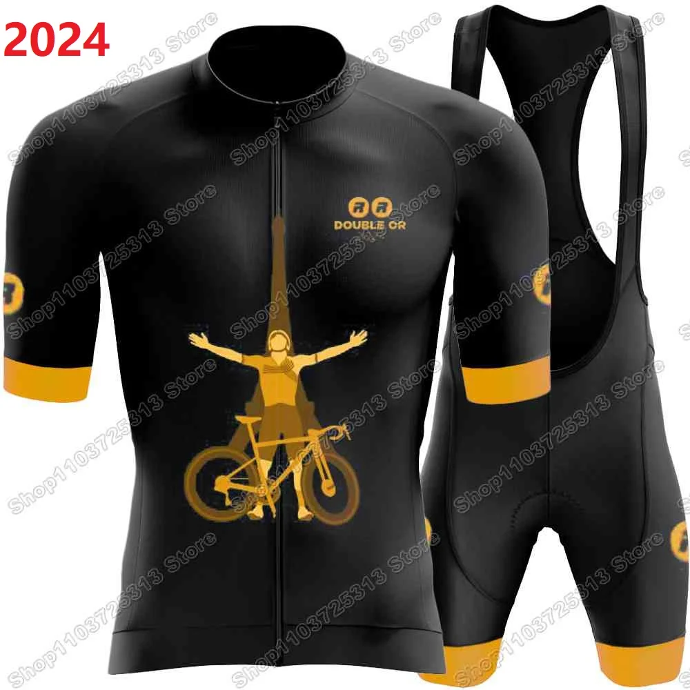 2024 Belgium Remco Evenepoel Cycling Jersey Set Gold Black Cycling Clothing Men Road Bike Shirts Suit Bicycle Bib Shorts