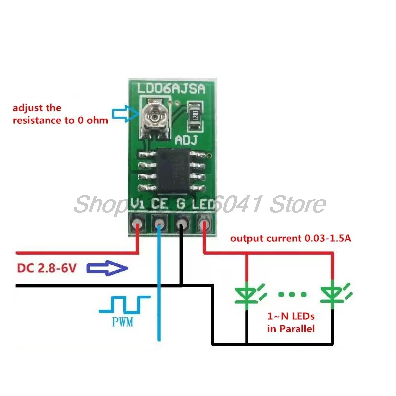 5PCS 30-1500MA Adjustable Constant Current LED Driver DC 3.3V 3.7V 4.2V 5V PWM Control Board Buck Power Module