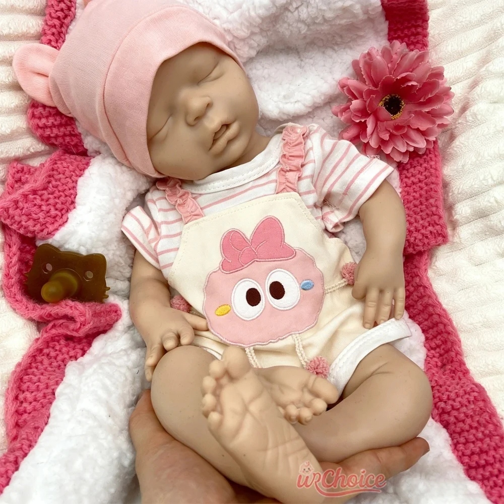 

Lifelike 45cm Sleeping Girl Silicone Reborn Baby Full Soft 3D Skin Texture Washable Newborn Doll for Collector Diy Toy