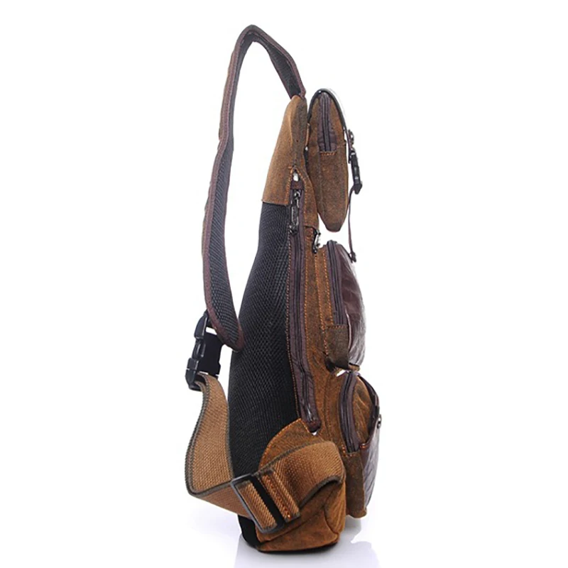 Men Cross Body Backpack Sling Chest Bag Sport Military Tactical Half Moon Rider Travel Climb Canvas Male Messenger Shoulder Bag