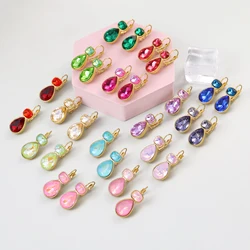 Trendy Crystal Fashion Dangle Earrings Birthstone Color for Girls' Party Gift New Square and Drop Design  Earrings