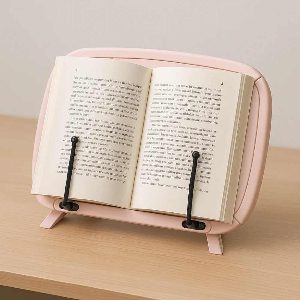 

Simple Adjustable Reading Book Stand Sturdy Elastic Page Clips Book Holder Foldable Ergonomic Desktop Riser Magazines