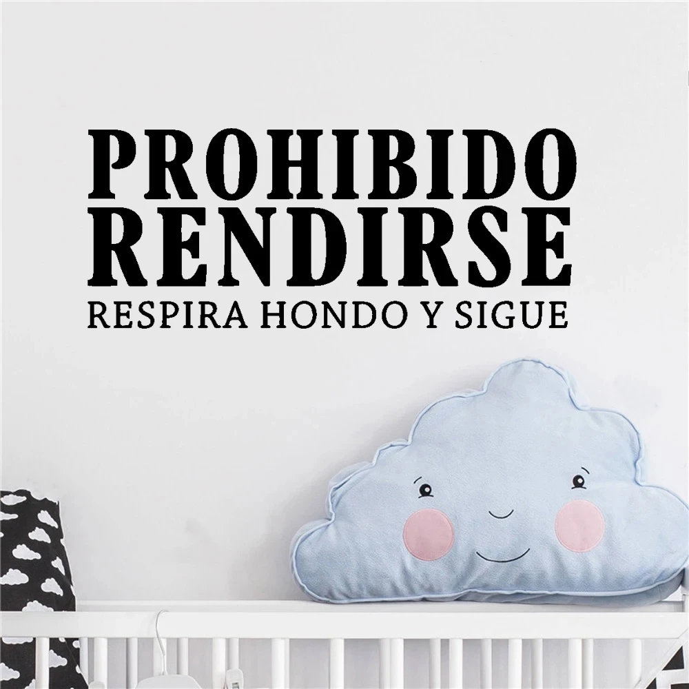 

1 pc hot sale prohibido rendirse spanish sentences Wall Sticker Self Adhesive Vinyl Waterproof Wall Art Decal For home Rooms