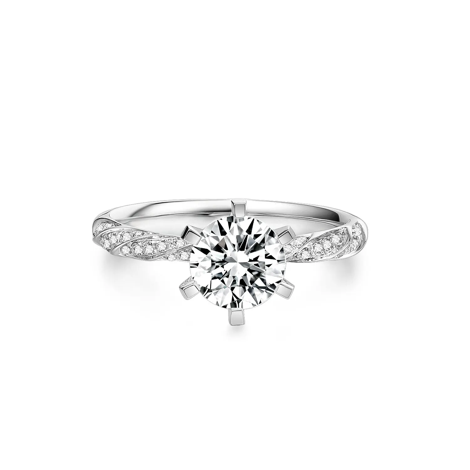 0.6/1ct IGI Certificated 18K White Gold Rings Twist Lab Grown Diamond Rings Wedding Engagement Rings for Women