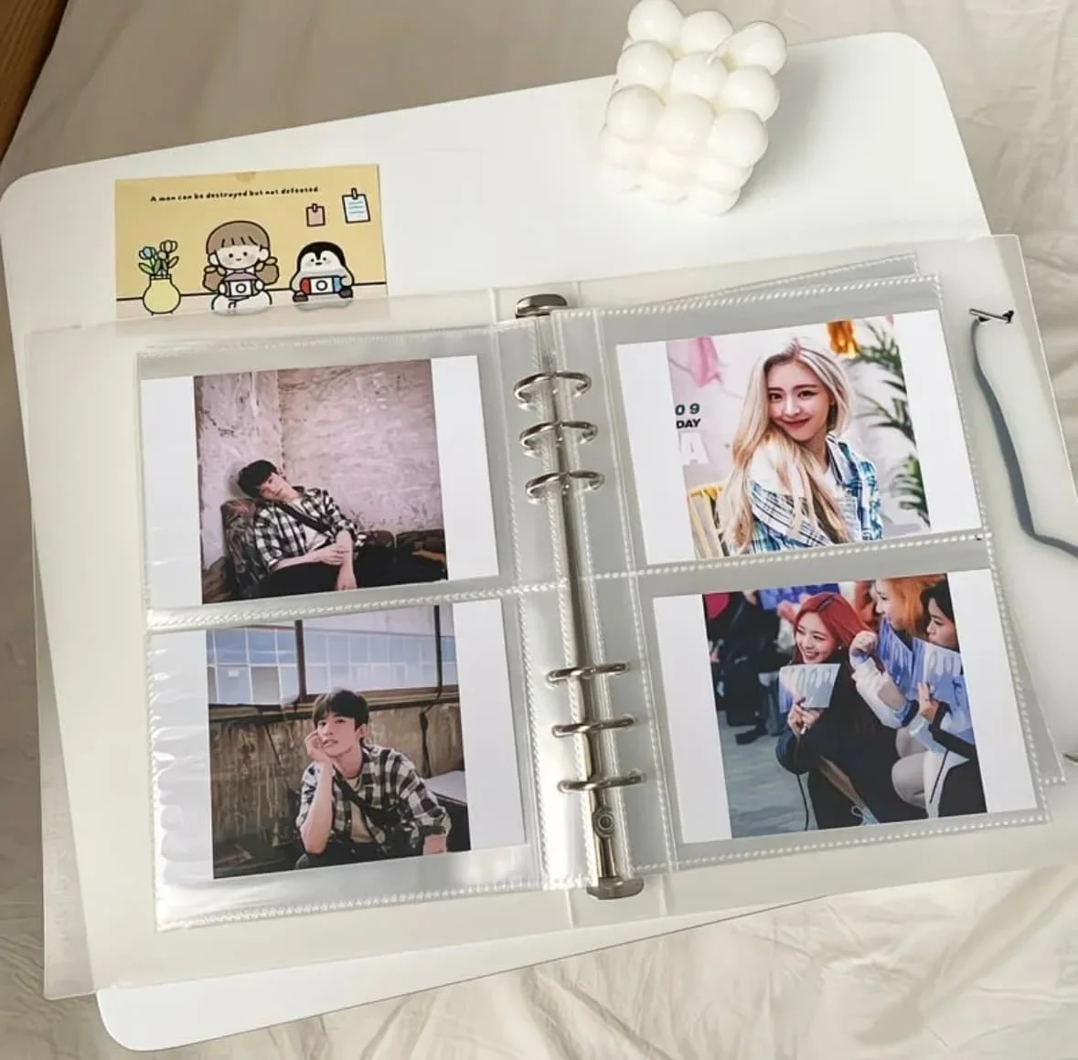 A5 Kpop Photocard Binder Refillable Loose Leaf PP 6-Ring Cover Refill Pages Binder Sleeves Double-Sided Collect Book Photo Album