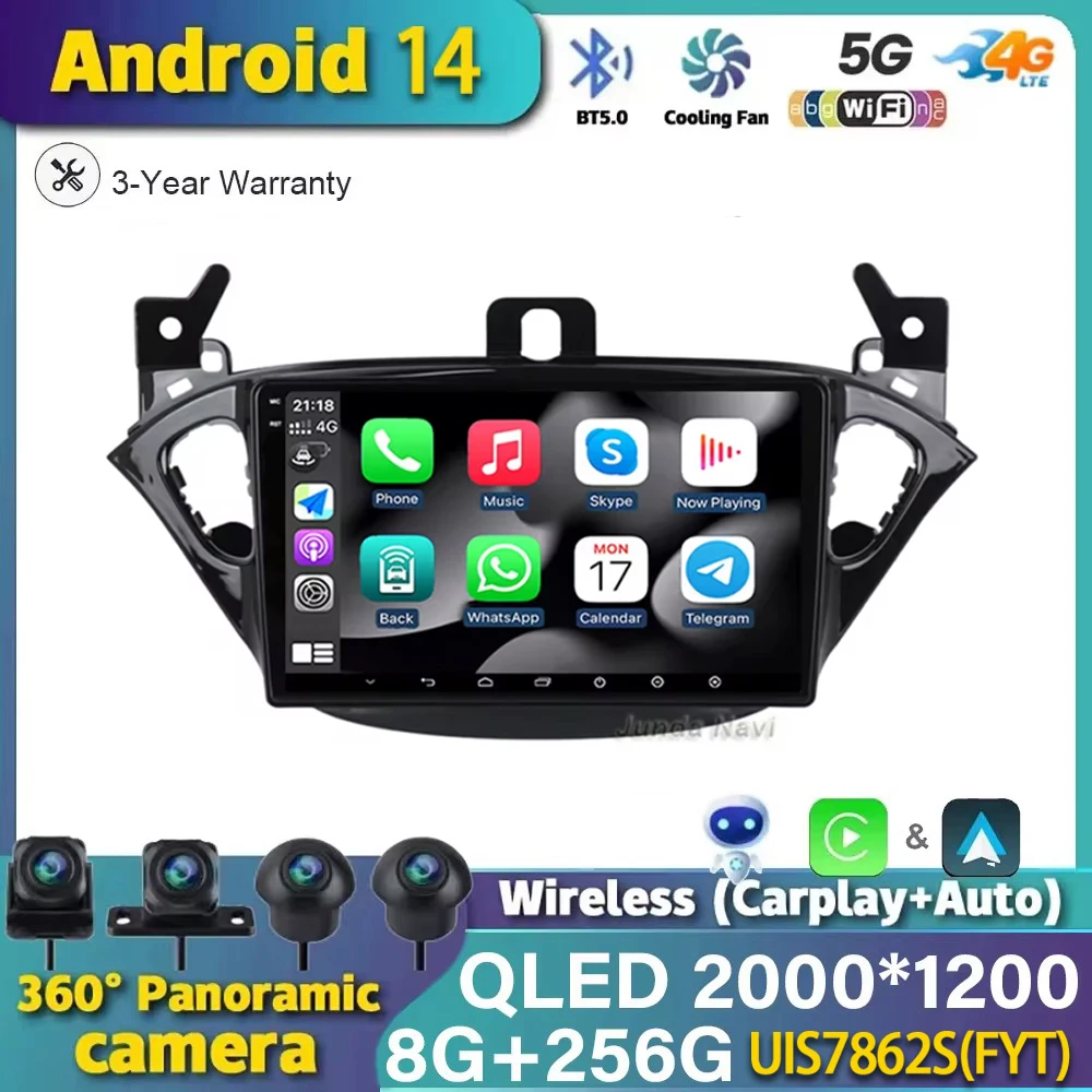 

Android 14 Auto Car Radio For Opel Corsa E 2014 2015 2016 2017 2018 2019 Multimedia 4G WIFI Navigation GPS Video Player Carplay