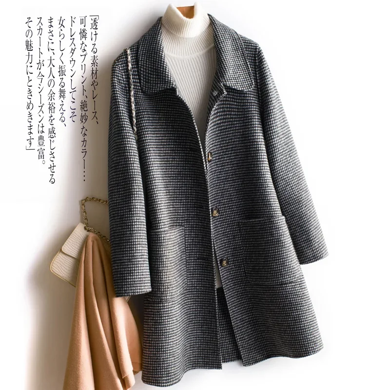 

High Quality Autumn Winter Double Sided Wool Coat Women Casual Loose Abrigos Mujer Elegante Long Wool Jacket Women Overcoat