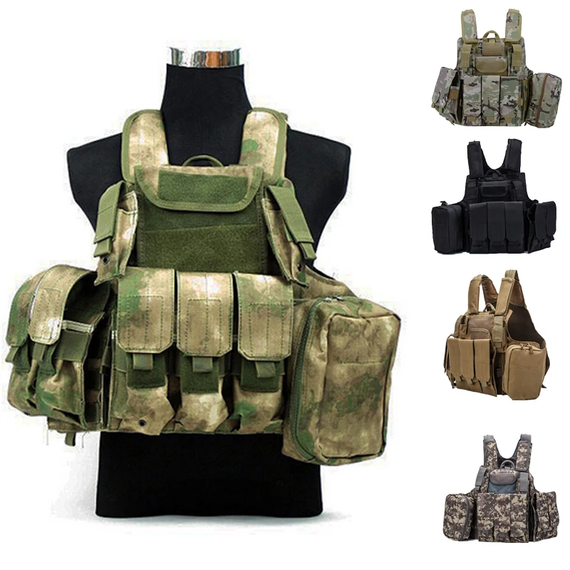 Tactical Atacs FG Vest Molle CIRAS Airsoft Combat Vest With Triple Magazine Pouch Molle Armor Plate Carrier Strike Camo Vests