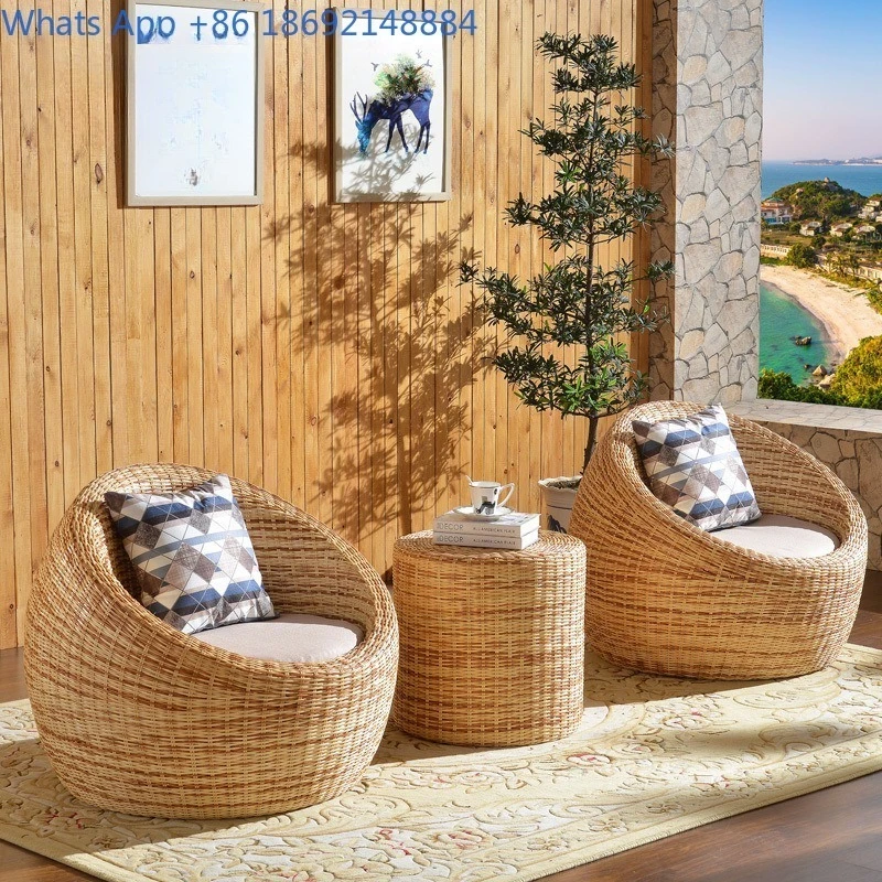 

Tea Balcony Leisure Fashion Bamboo Rattan Sofa Table Chair Set Tea Table Rattan Chair