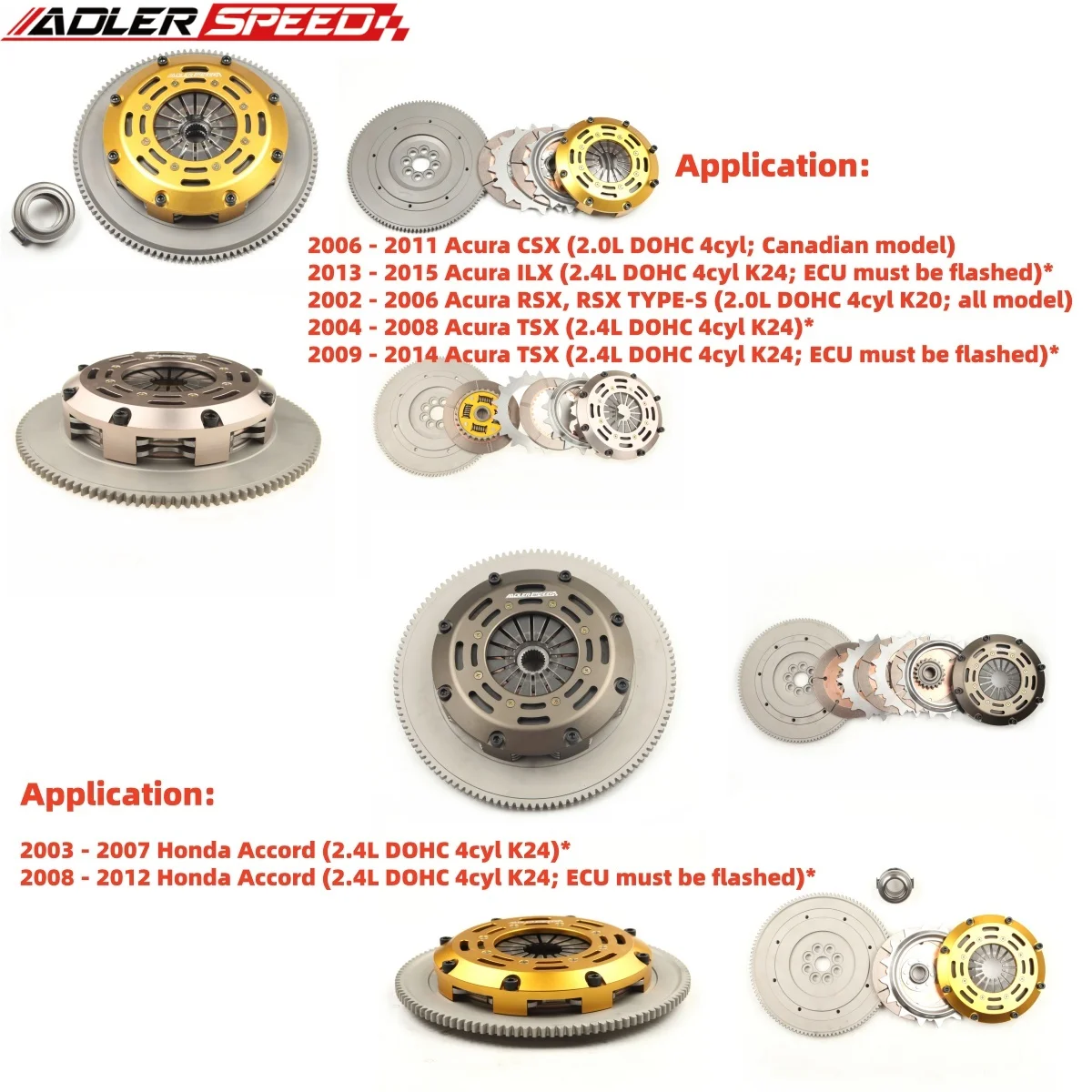 ADLERSPEED Racing/Sprung Clutch Twin/Triple/Single DISC Kit für Acura CSX TSX RSX TYPE-S Honda Civic Si K20 K24 K-Serie Standard