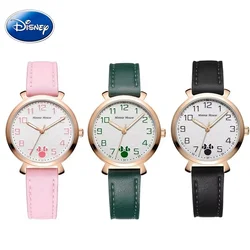 Disney Watch Mickey Mouse Simple High School Quartz Watch Women Leather Clock Wristwatch Reloj Mujer Relogio Feminino