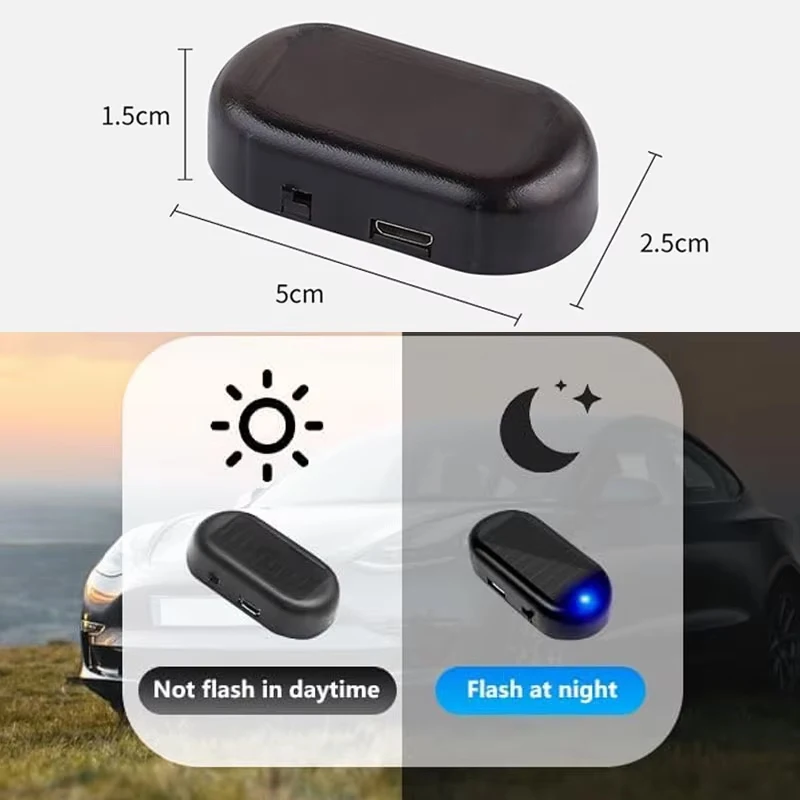 Car Fake Security Light Solar Powered Simulated Dummy Alarm Wireless Warning Anti-Theft Caution Lamp LED Flashing Lights