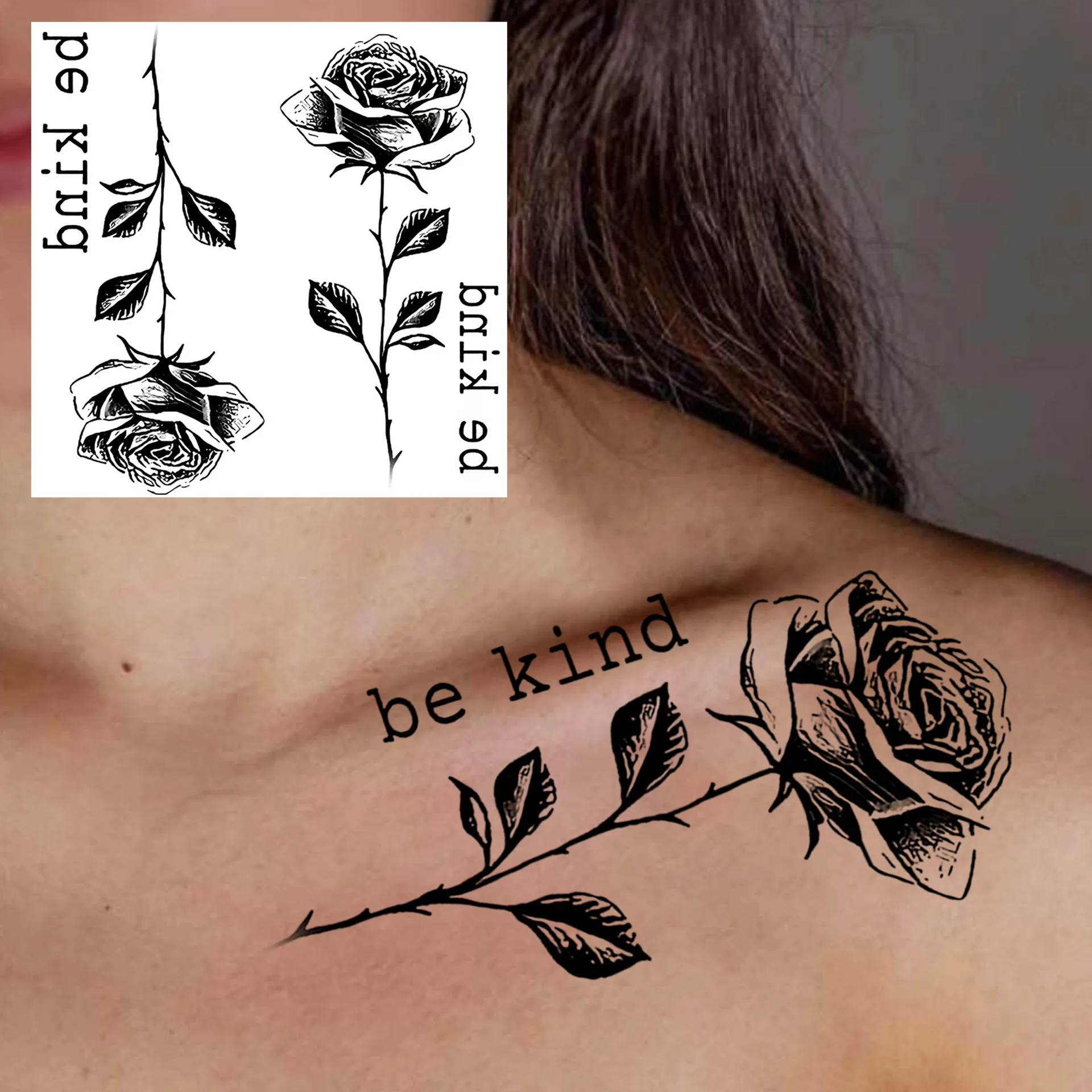 

Rose Lotus Series Water Transfer Tattoo Stickers Premium Non Toxic Waterproof Fade Proof Easy Apply for Finger Hand Back Long